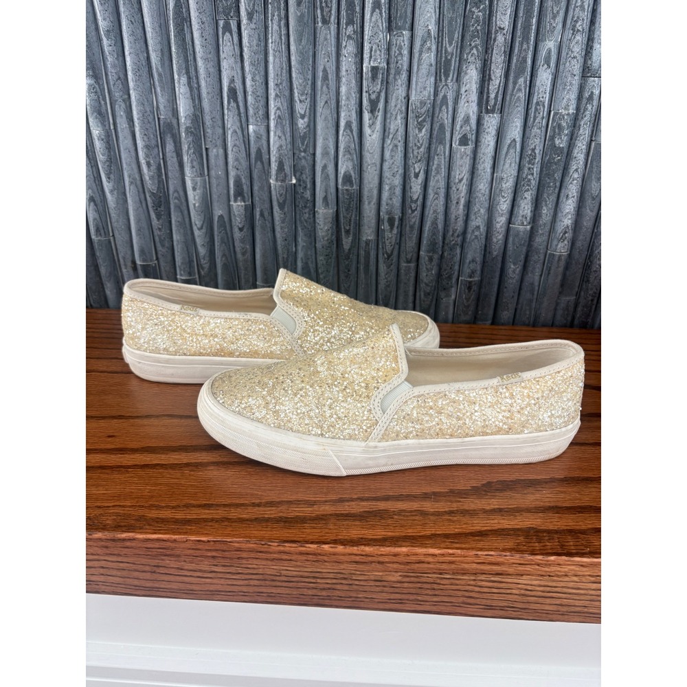 Keds Double Decker Gold Glitter Slip On Sneakers Womens 8.5 WF67624